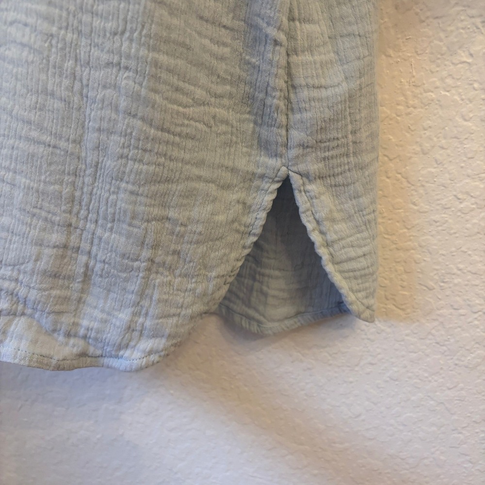 Alice Walk Cotton Gauze Shirt Dress L Coastal Beach Nautical Cover Up Light Blue - Picture 5 of 10